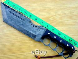 Custom Damascus Steel Hunting Tracker Knife Bowie Dagger Sword Buffalo Mi-35