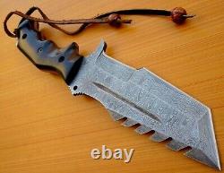 Custom Damascus Steel Hunting Tracker Knife Bowie Dagger Sword Micarta