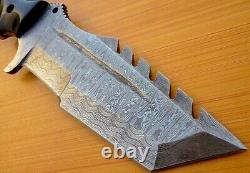 Custom Damascus Steel Hunting Tracker Knife Bowie Dagger Sword Micarta