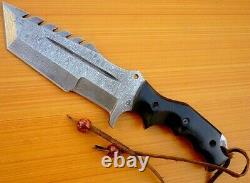 Custom Damascus Steel Hunting Tracker Knife Bowie Dagger Sword Micarta