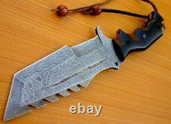 Custom Damascus Steel Hunting Tracker Knife Bowie Dagger Sword Micarta