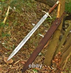 Custom Damascus Steel Viking Sword Rosewood Handle Brass Guard Medieval Dagger