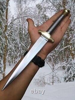 Custom Fairbairn Sykes, Dagger Knife, Handmade Brass Guard and Pommel Knife