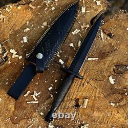 Custom Forged Double-Edged Dagger Knife with Premium Leather Sheath. DBD012