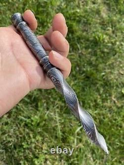 Custom HAND FORGED DAMASCUS STEEL Tri Dagger Kris Blade Boot Knife Knife FulTang