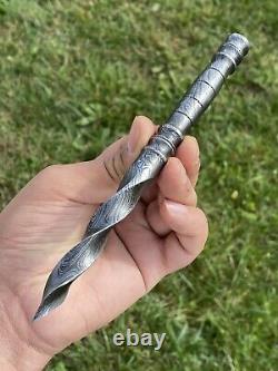 Custom HAND FORGED DAMASCUS STEEL Tri Dagger Kris Blade Boot Knife Knife FulTang