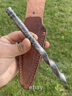 Custom HAND FORGED DAMASCUS STEEL Tri Dagger Kris Blade Boot Knife Knife FulTang