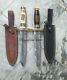 Custom Hand Forged Damascus 15 Dagger Hunting Knife Pair With Leather Sheath