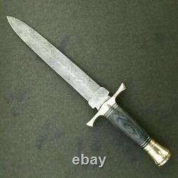 Custom Hand Forged Damascus Steel Hunting Dagger Knife With Wood&brass Handle