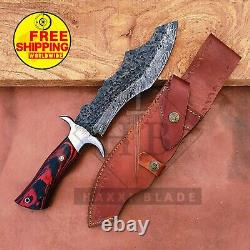 Custom Hand Forged Damascus Steel Hunting Knife Viking Knife Sword Dagger Sheath