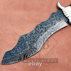 Custom Hand Forged Damascus Steel Hunting Knife Viking Knife Sword Dagger Sheath