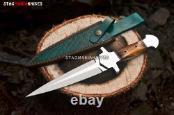 Custom Hand Forged J2 Steel Full Tang Hunting Dagger Knife Stag Antler Handle