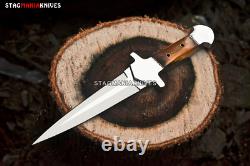 Custom Hand Forged J2 Steel Full Tang Hunting Dagger Knife Stag Antler Handle