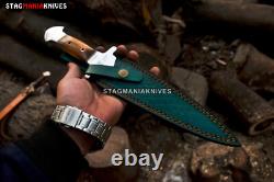 Custom Hand Forged J2 Steel Full Tang Hunting Dagger Knife Stag Antler Handle