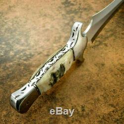 Custom Hand Made D2 STeel Hunting Dagger Knife Rod With Amazing Ram Horn Handle