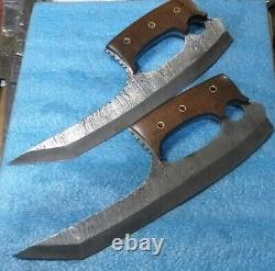 Custom Hand crafted Damascus Steel Riddick 2 dagger pair Hunting knife