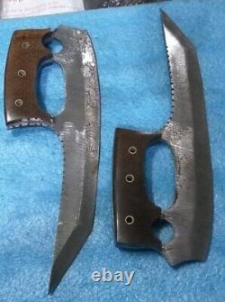 Custom Hand crafted knife king's Damascus Steel Riddick dagger pair