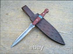 Custom Hand-forged Carbon Steel File-Blade Boot Fighting Knife withTurquoise Inlay