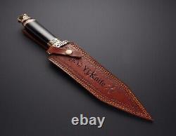 Custom Handmade 15 Inches Damascus Steel Viking Hunting Kris Dagger With Sheath