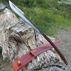 Custom Handmade 34 Pure D2 Steel Spear With Leather Sheeth
