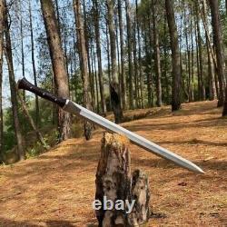 Custom Handmade Carbon Steel Blade Celtic Leaf Sword Hunting Sword Camping