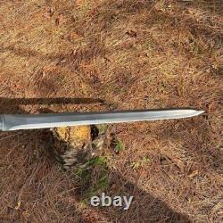 Custom Handmade Carbon Steel Blade Celtic Leaf Sword Hunting Sword Camping