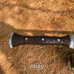 Custom Handmade Carbon Steel Blade Celtic Leaf Sword Hunting Sword Camping