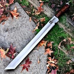 Custom Handmade Carbon Steel Bowie Survival Machete Dagger Sword Hunting Knife