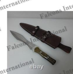 Custom Handmade Carbon Steel Dagger Tactical Fixed Blade Hunting Knife WithSheath