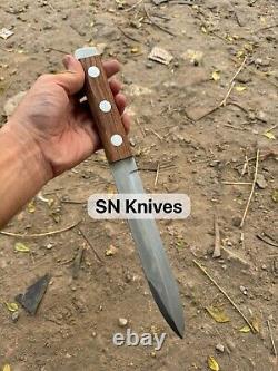 Custom Handmade Carbon Steel Hunting Dagger Bowie Knife With Sheath