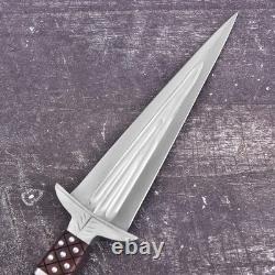 Custom Handmade Cinquedea Dagger with Leather Sheath Medieval Short Sword