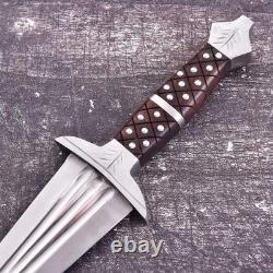 Custom Handmade Cinquedea Dagger with Leather Sheath Medieval Short Sword