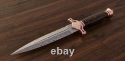 Custom Handmade Copper Damascus Steel Blade Dagger Knife Survival Camping Knife