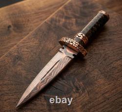 Custom Handmade Copper Damascus Steel Blade Dagger Knife Survival Camping Knife
