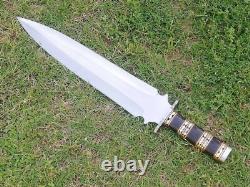 Custom Handmade D-2 Tool Steel Dagger Hunting Bowie Knife Bull Horn Handle