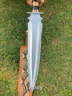 Custom Handmade D-2 Tool Steel Dagger Hunting Bowie Knife Bull Horn Handle