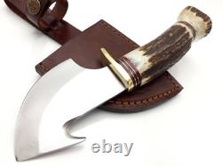 Custom Handmade D2 Boot Dagger Knife with Stag Horn Handle