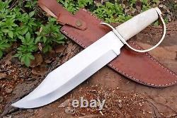 Custom Handmade D2 Hunting Survival Dagger Camping Bowie Knife Bone Handle