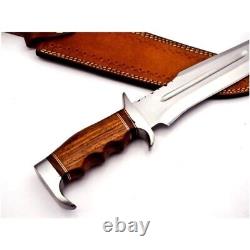 Custom Handmade D2 Steel 16 Knife/Dagger with Leather Sheath