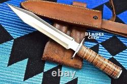 Custom Handmade D2 Steel Full Tang Fixed Blade Combat Dagger Knife With Sheath