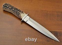 Custom Handmade D2 Steel Hunting Boot Dagger Knife With Stage Horn