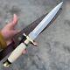 Custom Handmade D2 Steel Hunting Dagger Knife Bone Handle With Leather Sheath