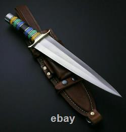 Custom Handmade D2 Steel Hunting Dagger Knife/color Wood, Steel And Brass Handle