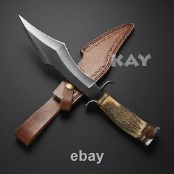 Custom Handmade D2 Steel Hunting Survival Bowie Dagger Combat Knife Fixed Blade