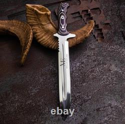 Custom Handmade D2 Steel Tactical Dagger Combat Knife With Leather Sheath