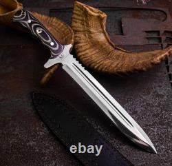 Custom Handmade D2 Steel Tactical Dagger Combat Knife With Leather Sheath