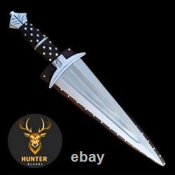 Custom Handmade D2 Steel Wooden Scabbard Combat Dagger Knife by Hunter Blades