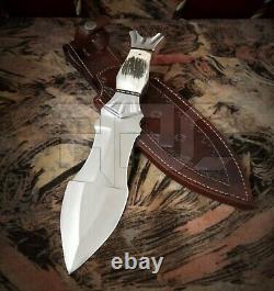 Custom Handmade D2 Tool Steel Antler Stag Dagger Bowie Double Side Hunting Knife