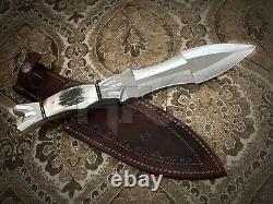 Custom Handmade D2 Tool Steel Antler Stag Dagger Bowie Double Side Hunting Knife