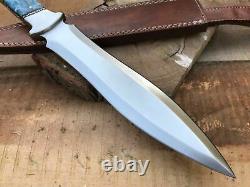 Custom Handmade D2 Tool Steel Camel Bone Handle Dagger Knife With Leather Sheath